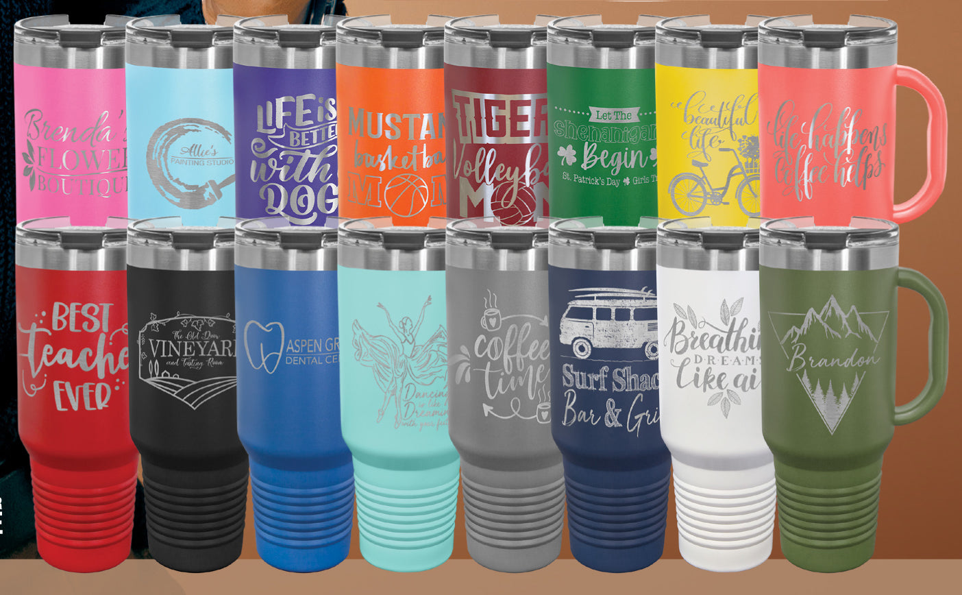 40 oz Travel Mug with Snap Lid & Straw